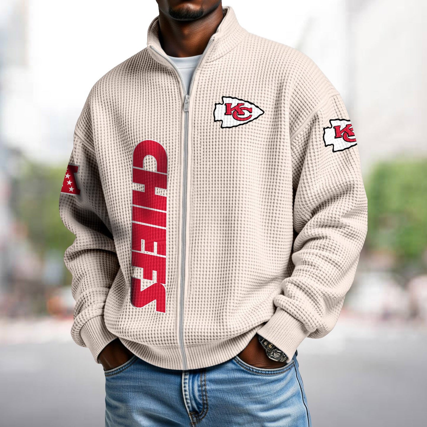 KC x NFL Waffle Zip-Up Sweatshirt DATND TANTD