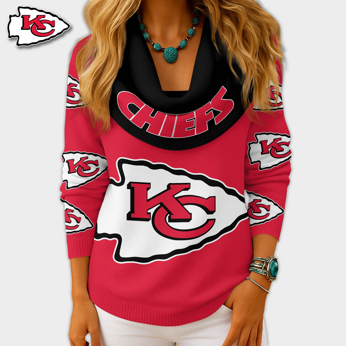 KCC Premium NFL Fan Cowl Neck Sweater 3D Shirt DDT NTL