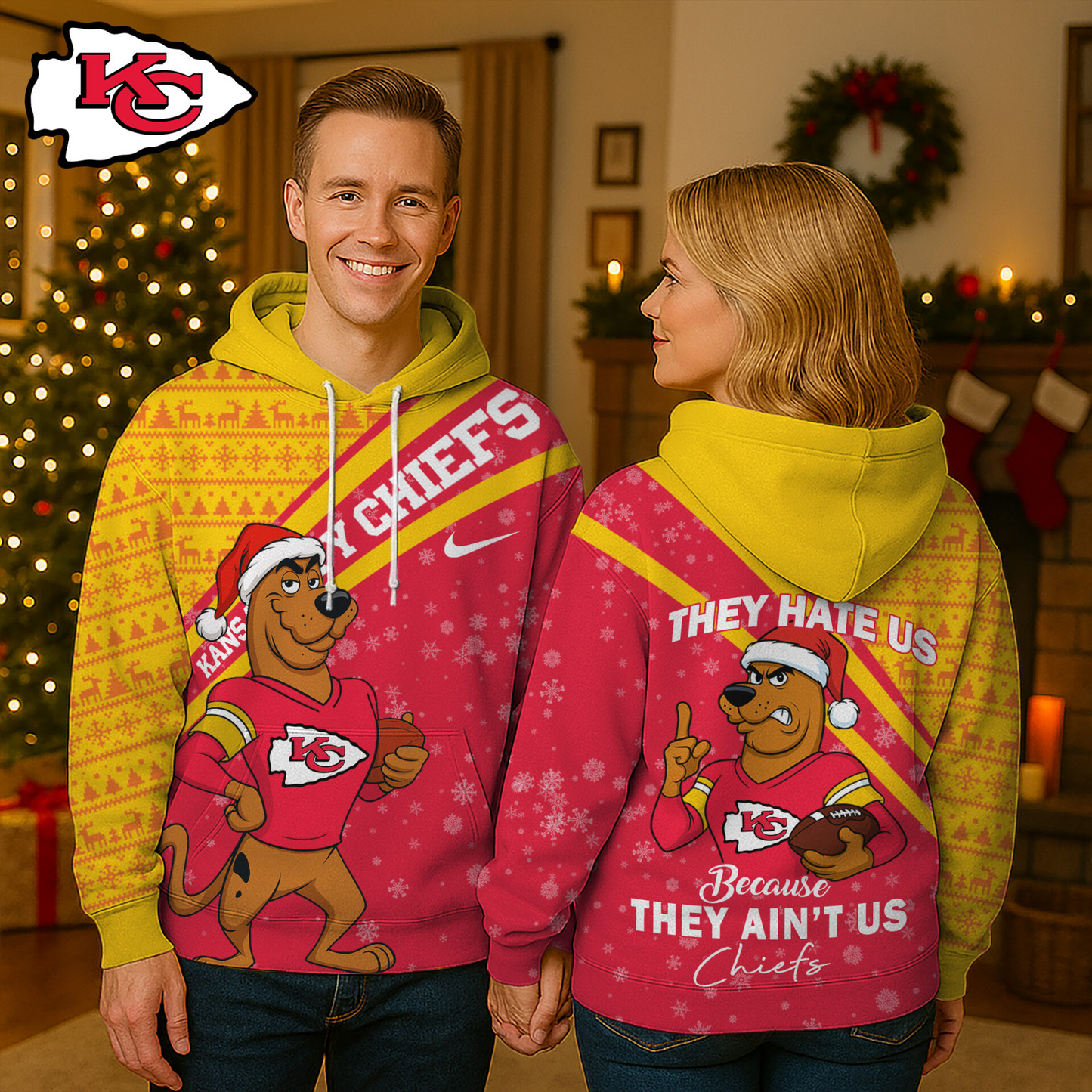 KCC Premium NFL Funny Christmas Scooby Doo 3D Hoodie DDT CTND