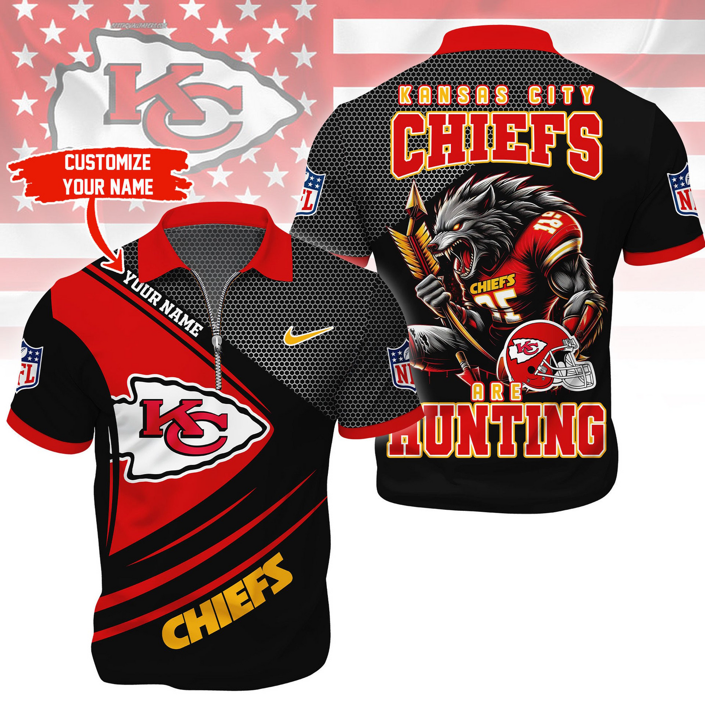 KCC Premium NFL Game Day Polo With Zipper Shirt DDT NTL