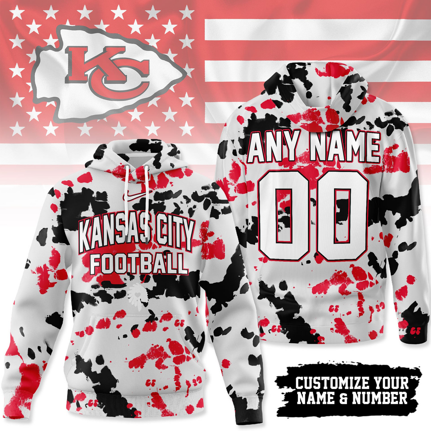 KCC Premium NFL Gridiron Splash Personalized Hoodie DDT CTND