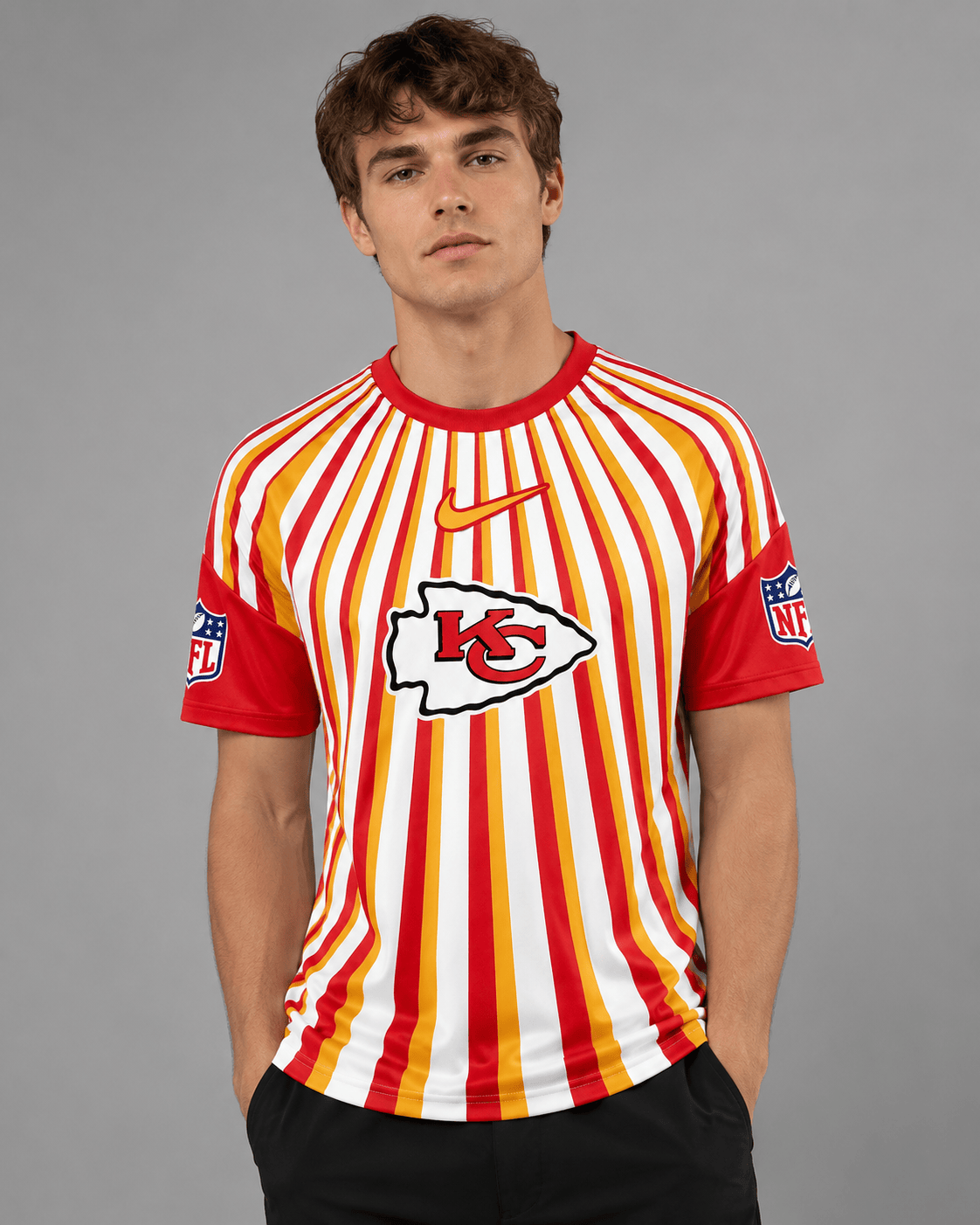 KCC Premium NFL Men’s Athletic Vertical Stripe T-Shirt