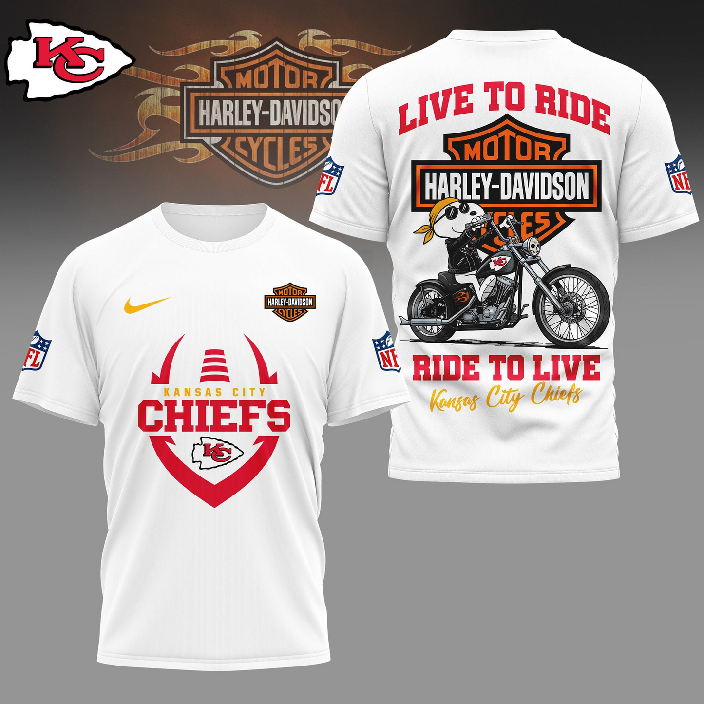 KCC Premium NFL Snoopy Motorcycle 3D Shirt DDT CTND