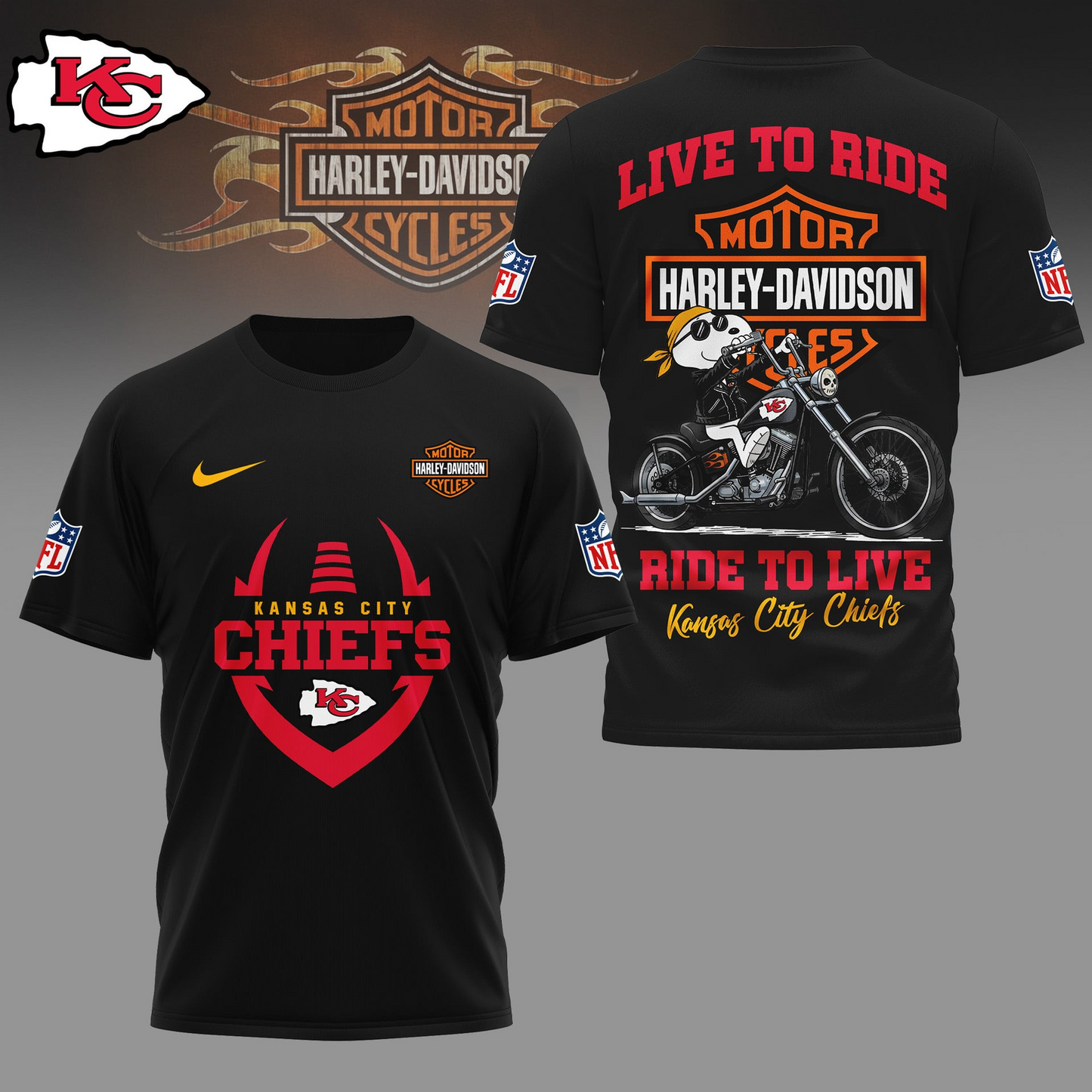 KCC Premium NFL Snoopy Motorcycle 3D Shirt DDT CTND