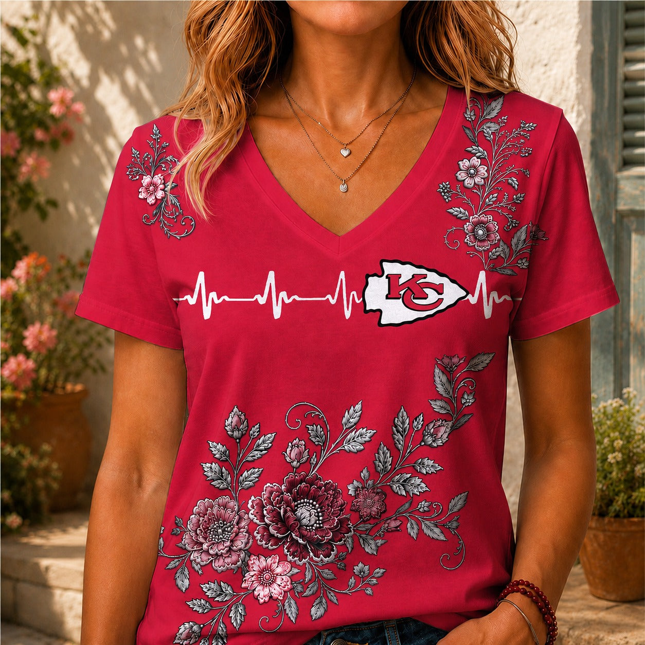 KCC x NFL Luxury Women V-Neck Shirt