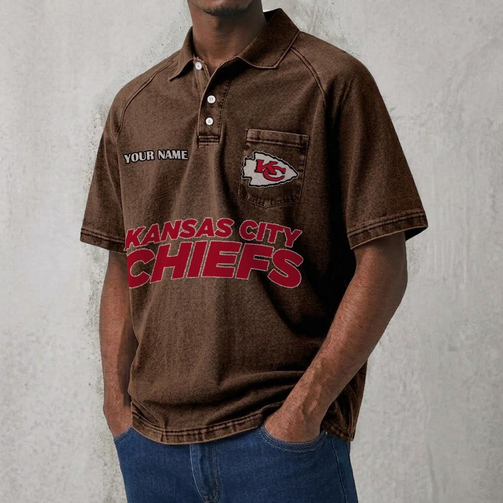 KCC x NFL Men's Distressed Turn-Down Collar Polo DATND TANTD 250526