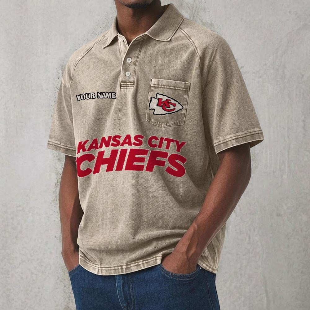 KCC x NFL Men's Distressed Turn-Down Collar Polo DATND TANTD 250526