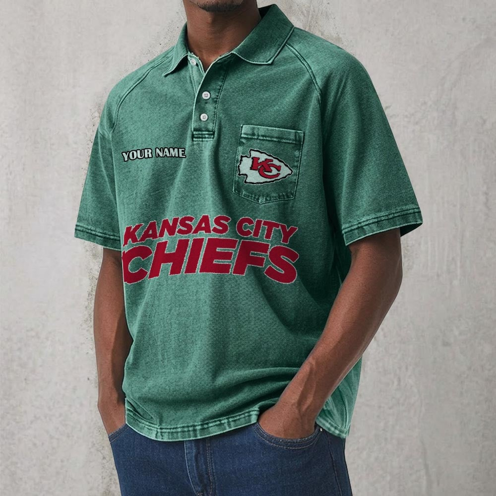 KCC x NFL Men's Distressed Turn-Down Collar Polo DATND TANTD 250526
