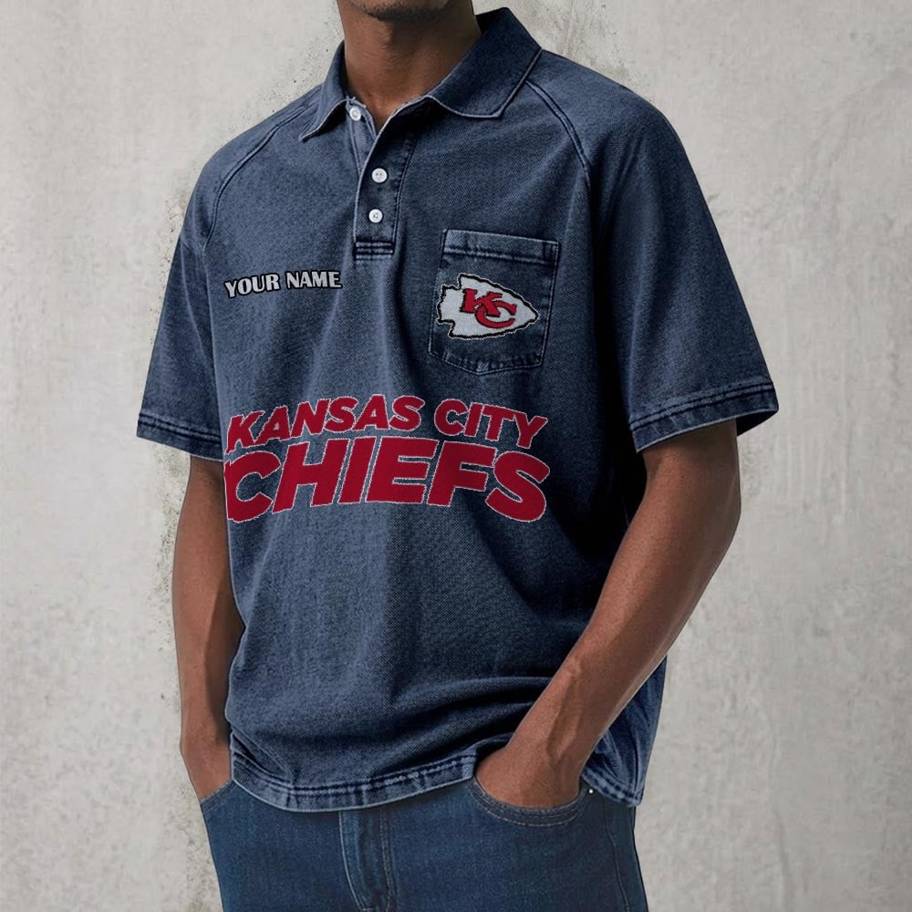KCC x NFL Men's Distressed Turn-Down Collar Polo DATND TANTD 250526