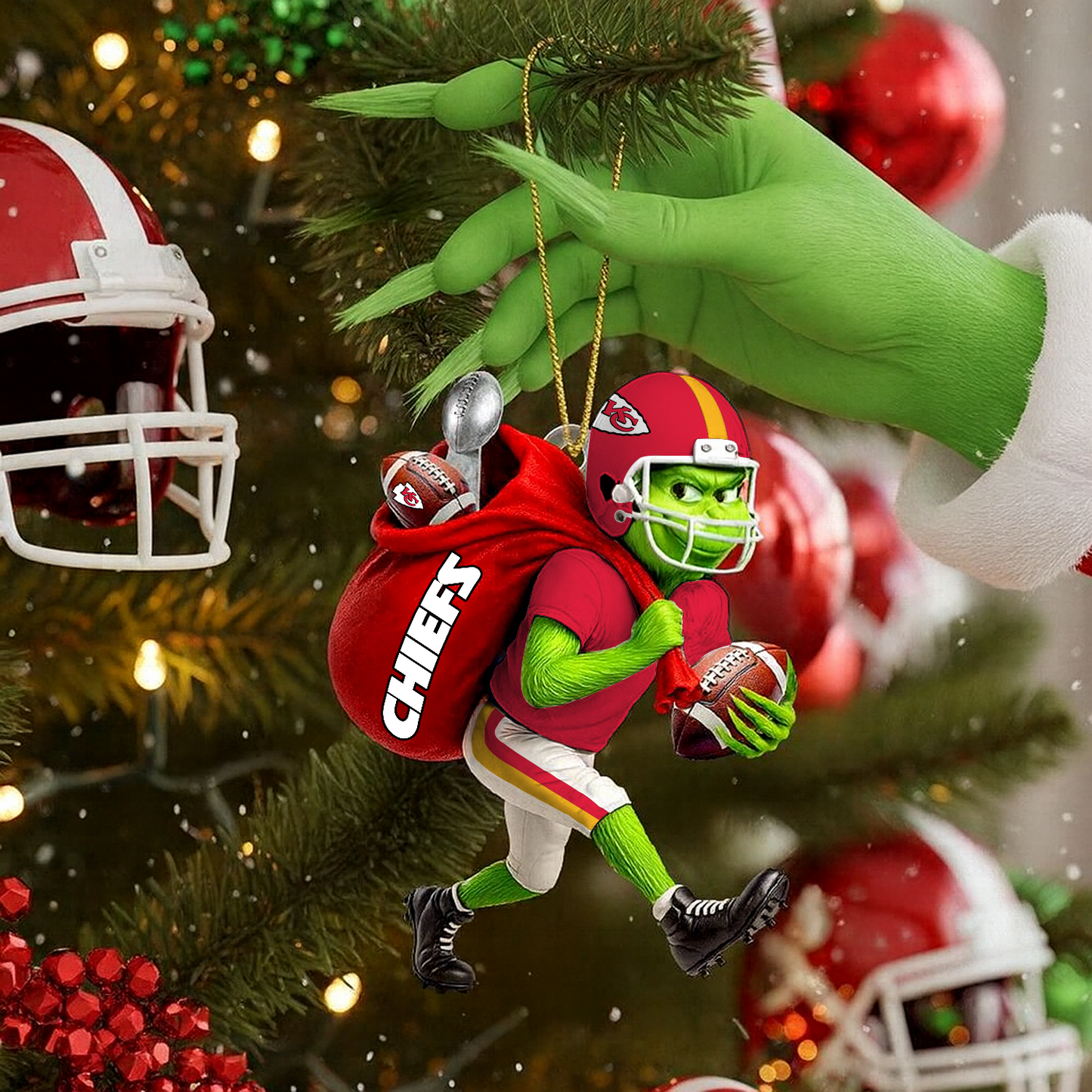 KCC x NFL Personalized Grinch Football Christmas DATND TANTD