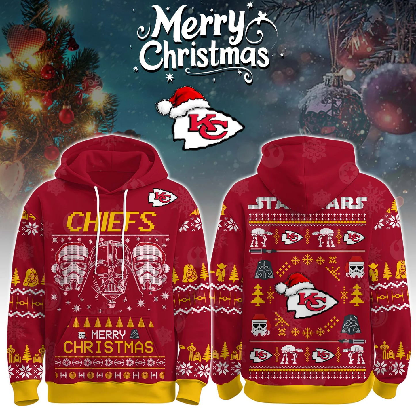 KCC x NFL Unisex Merry Christmas The Force Edition Hoodie DATND TANTD