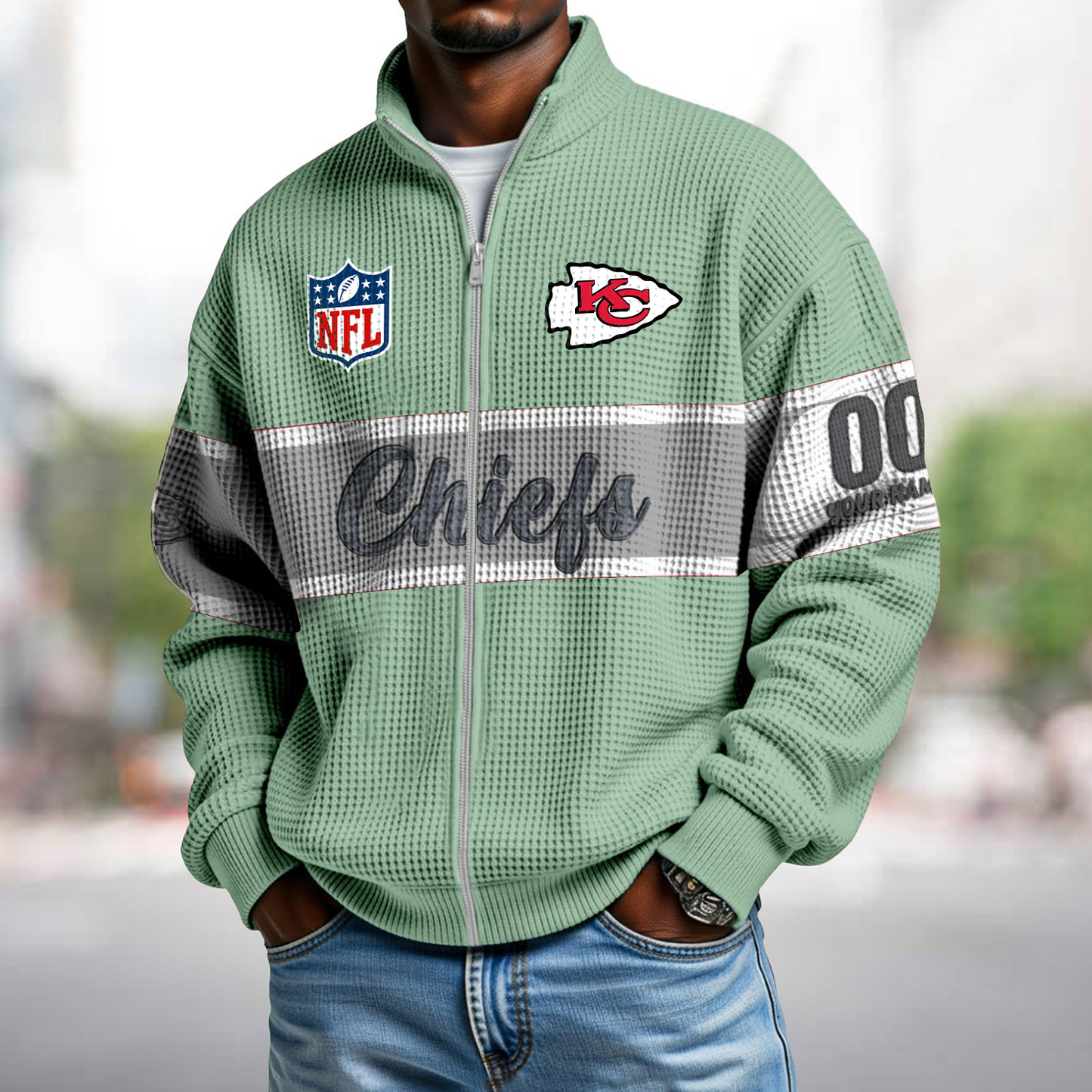 KCC x NFL Waffle Zip-Up Sweatshirt DATND TANTD