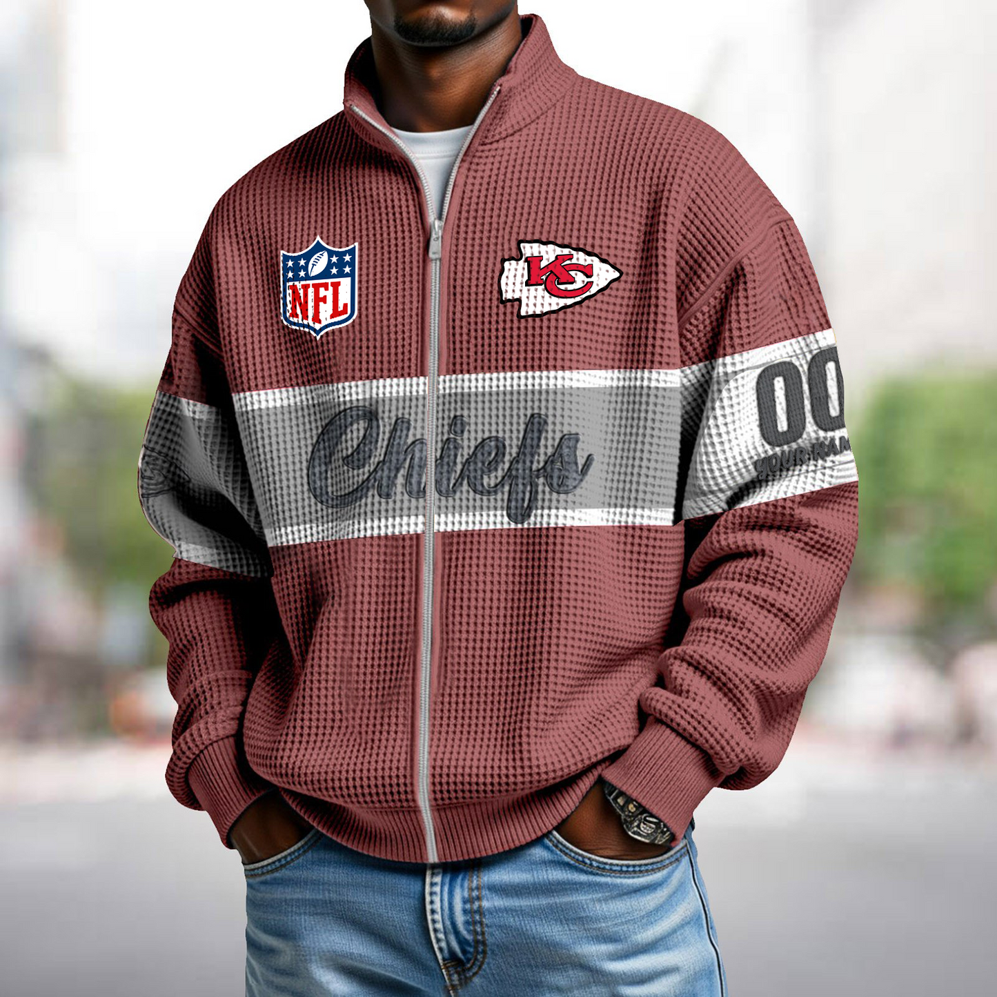 KCC x NFL Waffle Zip-Up Sweatshirt DATND TANTD