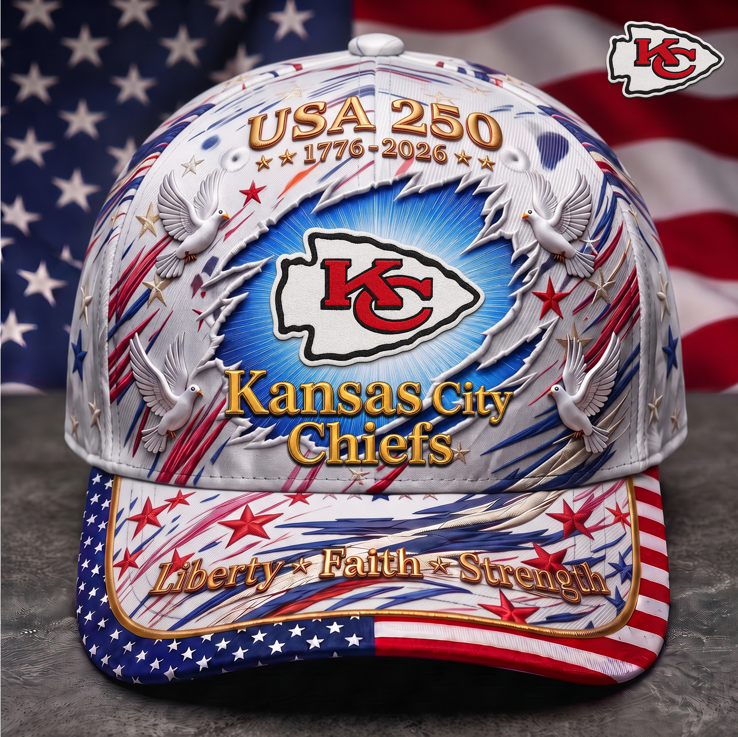 Premium NFL x KC 250 Years Anniversary Of Freedom Cap V4  260626