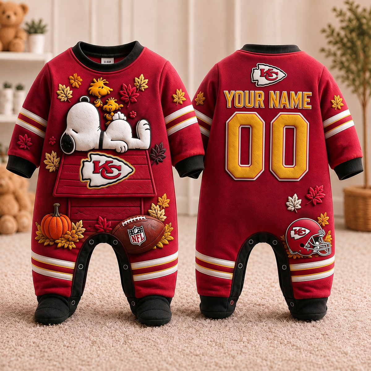KCC_Personalized NFL Football Baby Onesie – Custom Name & Number