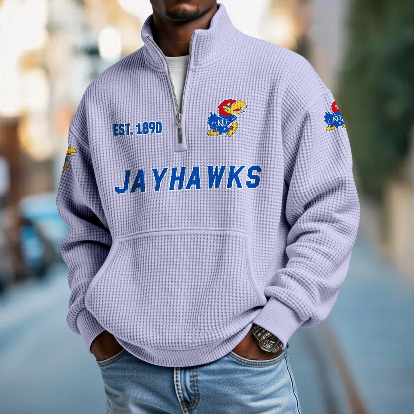 KU x College Football - Waffle Stand Collar Half Zip Sweatshirt DatND DVT