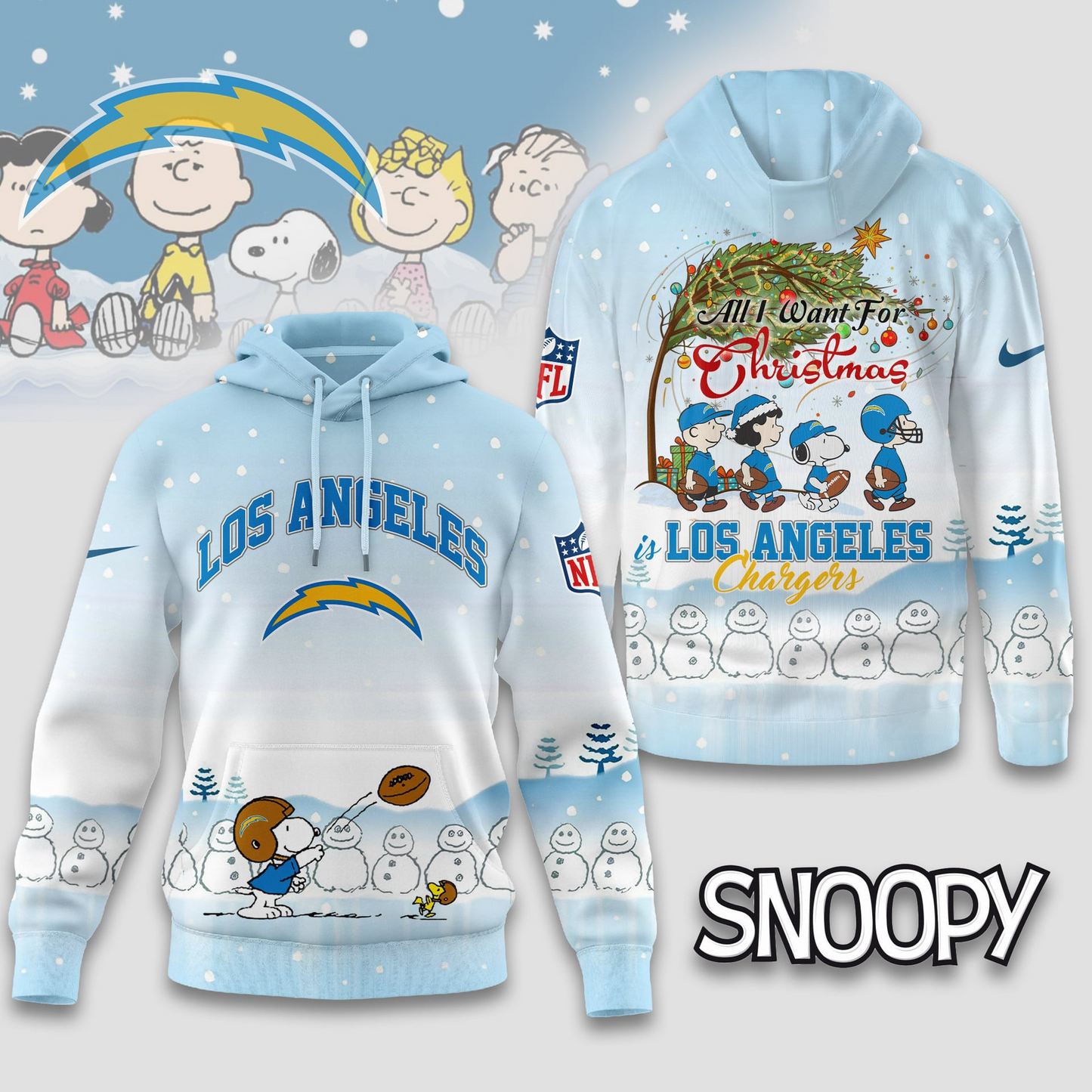 LAC Premium NFL Peanuts Snow Day Hoodie DDT CTND