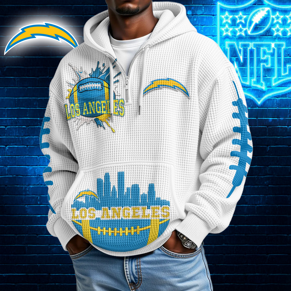 LAC Premium NFL Waffle Zipper Long Sleeve Hooded Sweatshirt DDT CTND