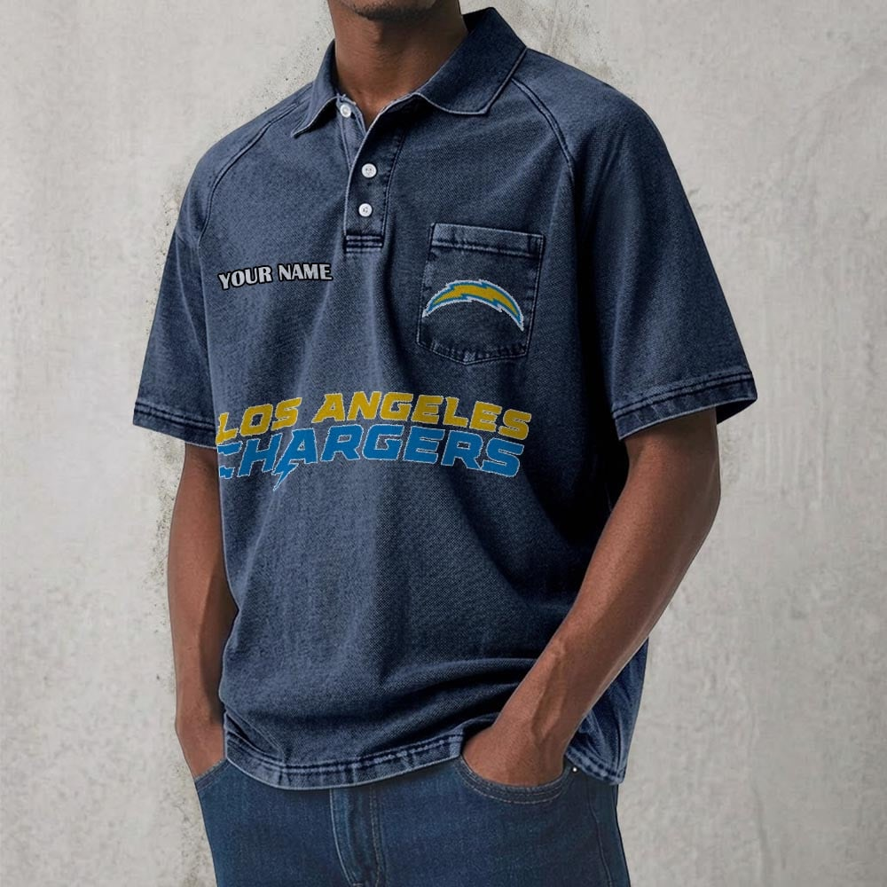 LAC x NFL Men's Distressed Turn-Down Collar Polo DATND TANTD 250526