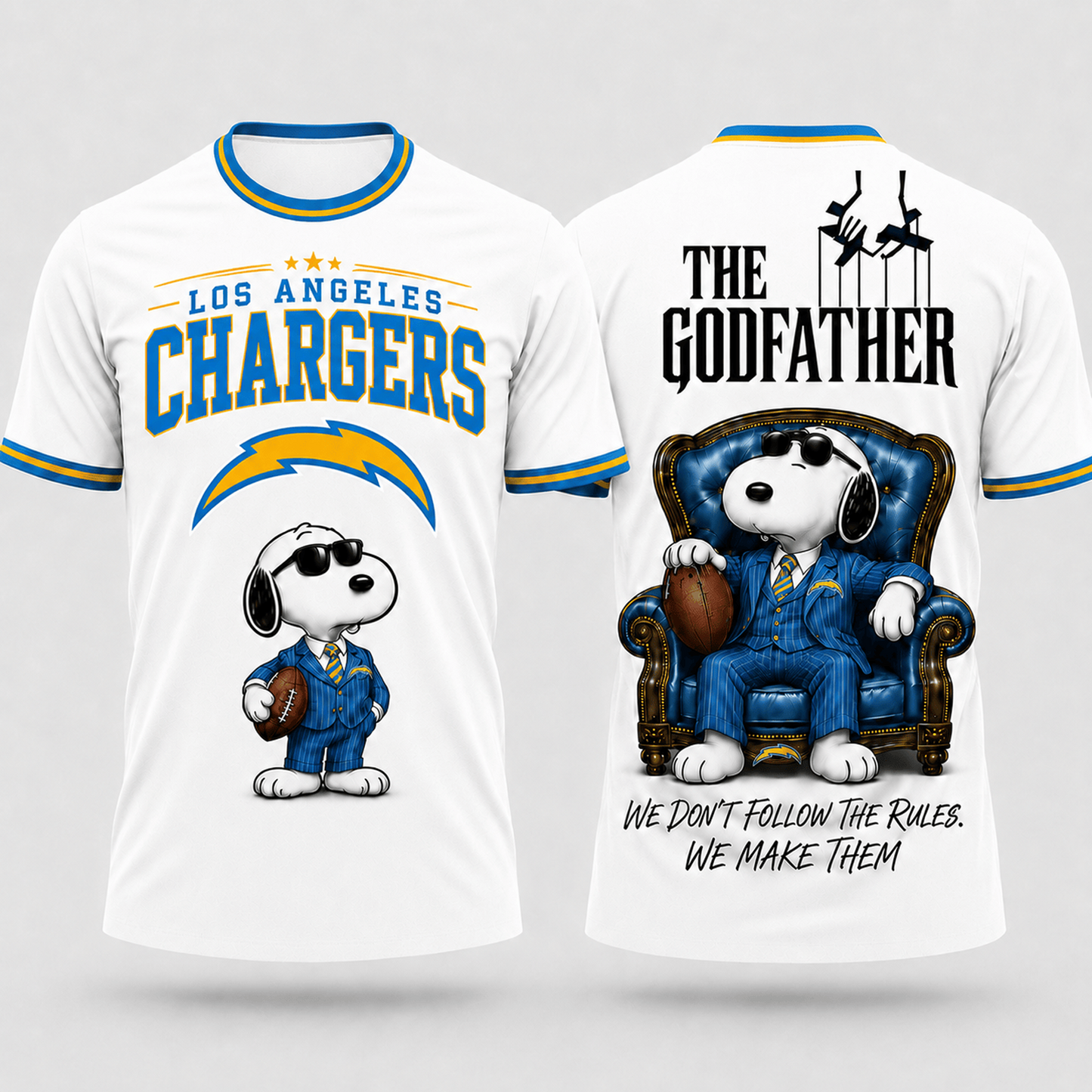 LAC x NFL Premium Funny Football Snoopy The Godfather Rule Maker Game Day 3D Shirt 0307