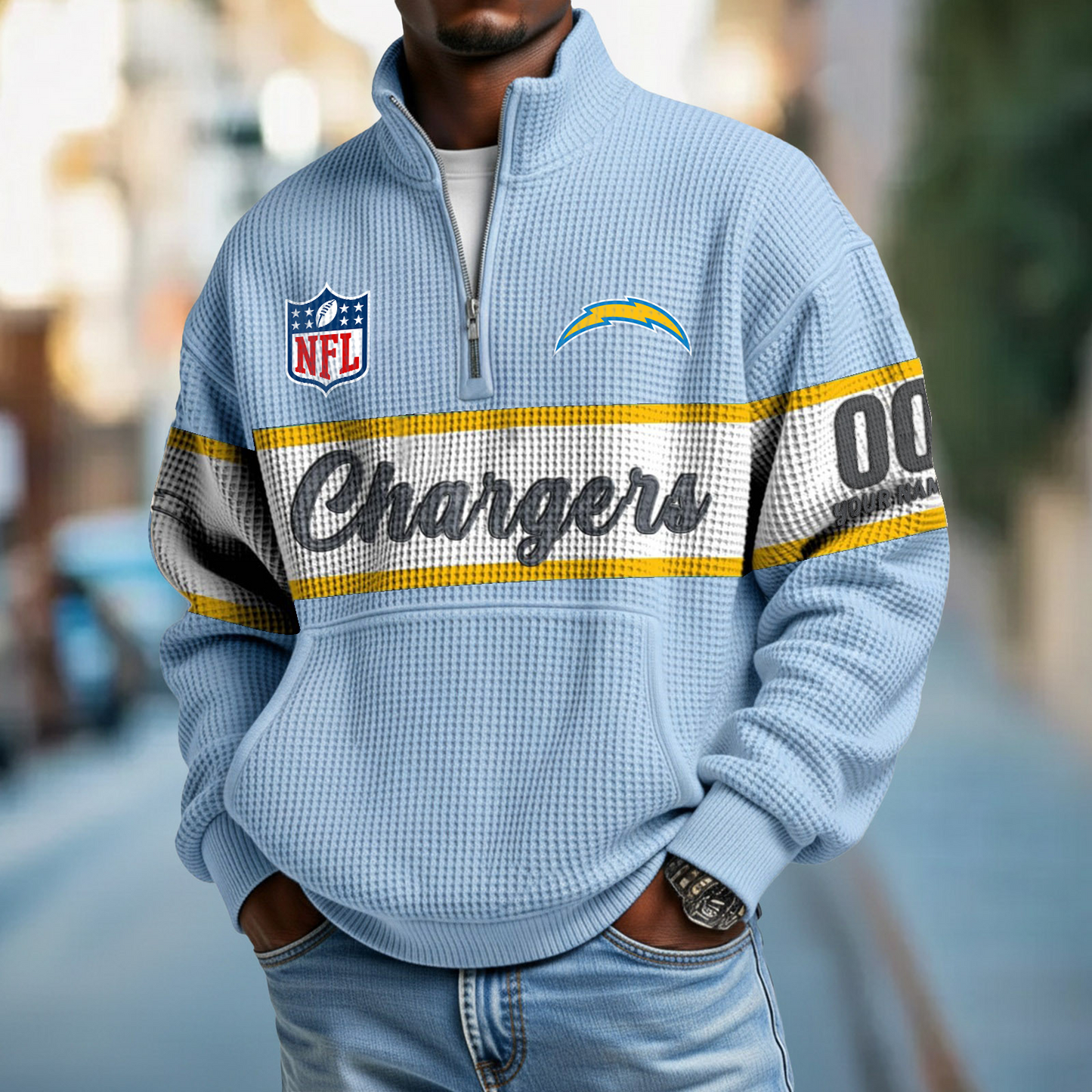 LAC x NFL Quarter-Zip Waffle Pullover DATND TANTD