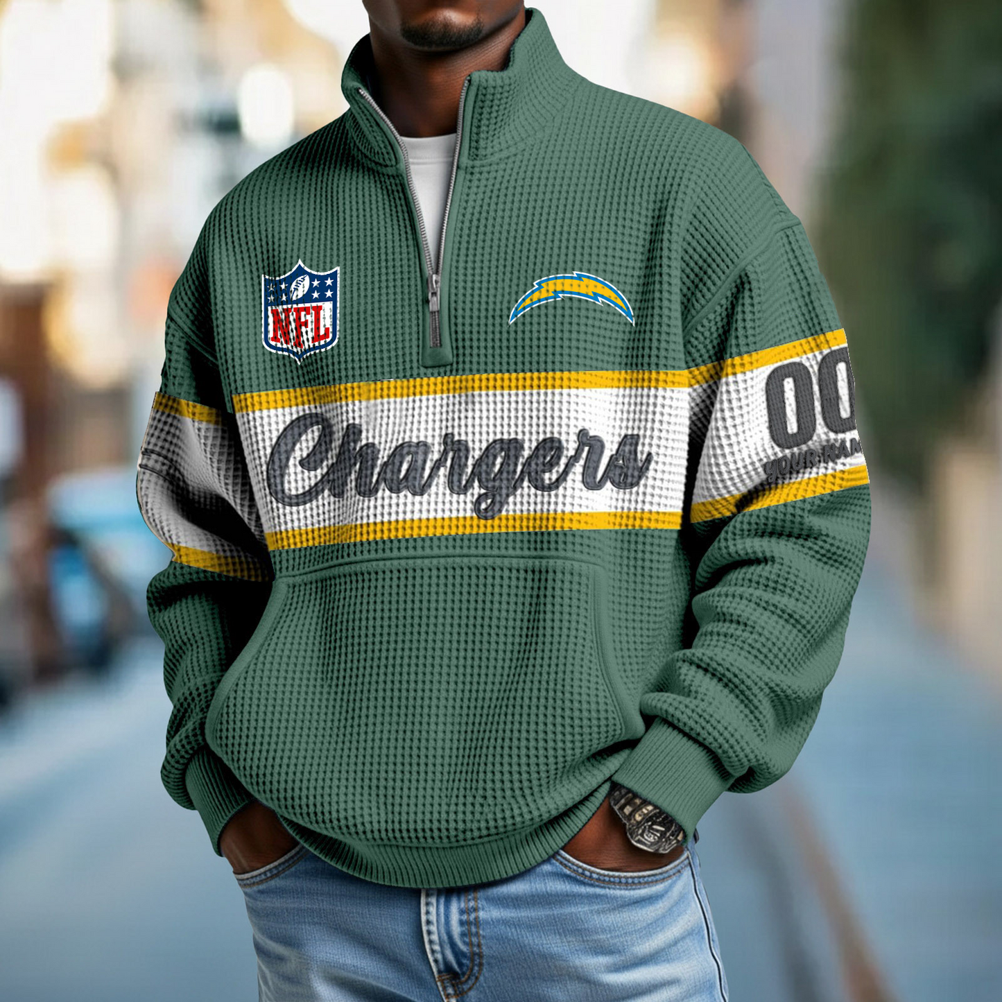 LAC x NFL Quarter-Zip Waffle Pullover DATND TANTD