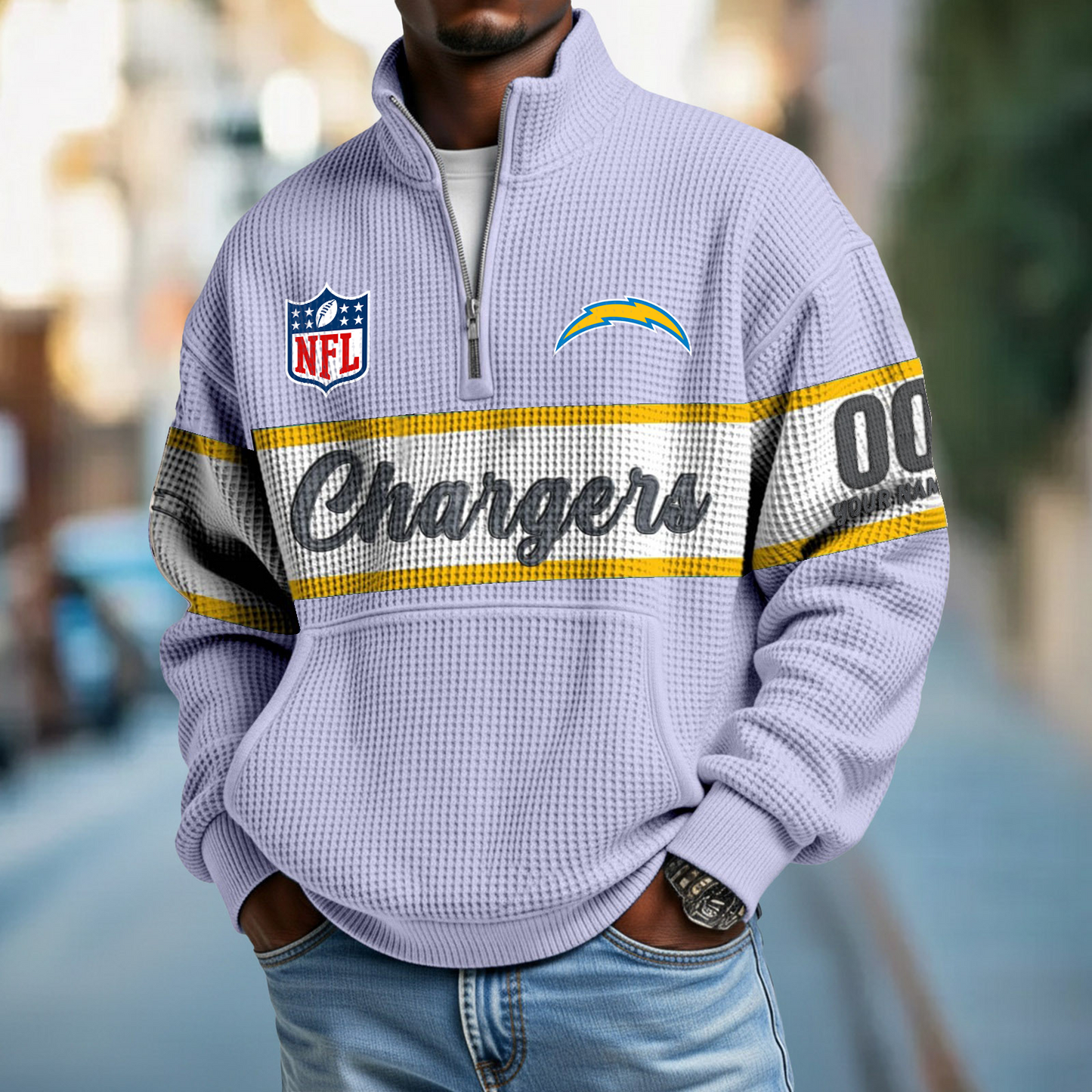 LAC x NFL Quarter-Zip Waffle Pullover DATND TANTD