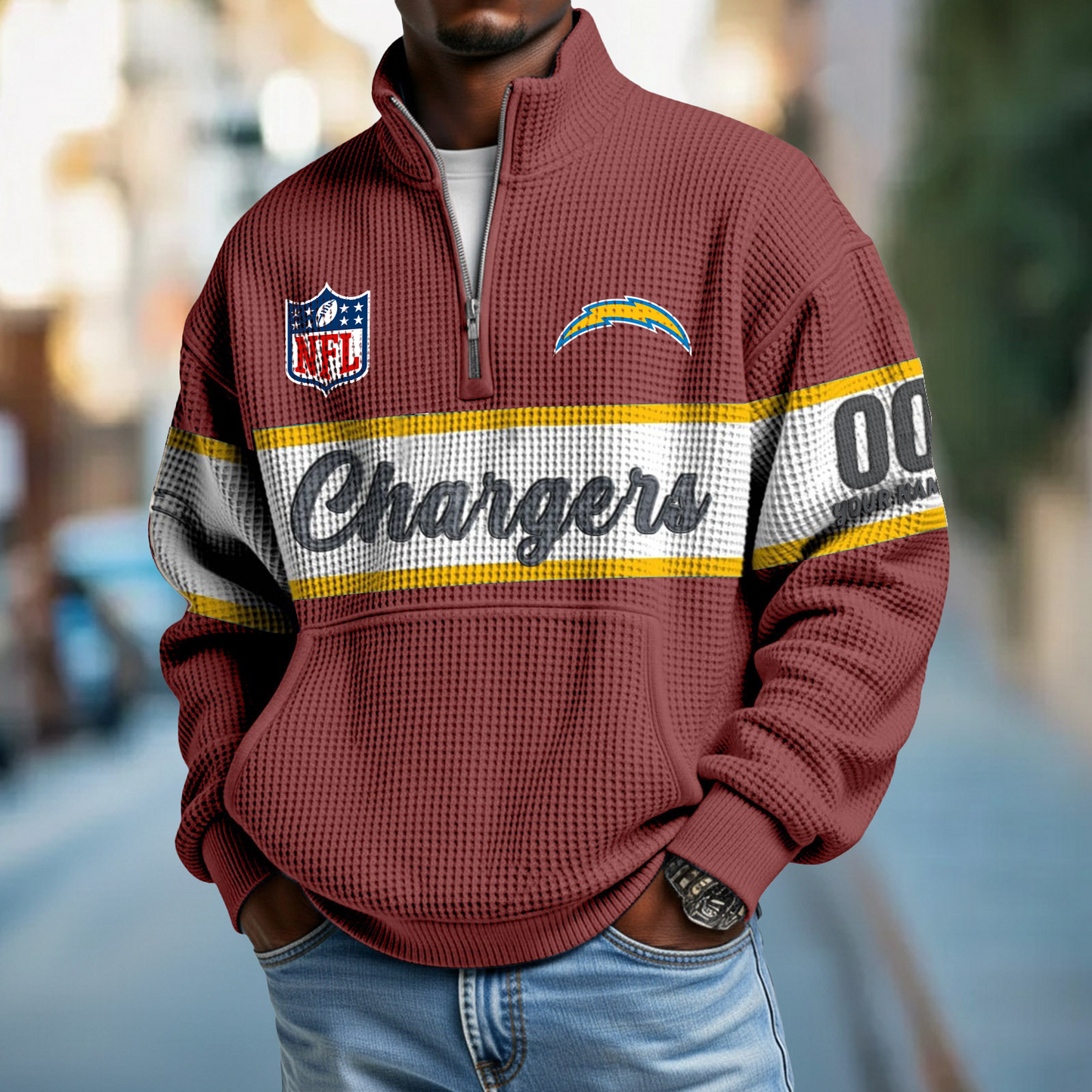 LAC x NFL Quarter-Zip Waffle Pullover DATND TANTD