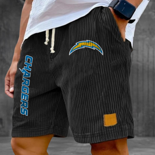 LAC x NFL Vintage Embroidered Logo Corduroy Stylish Lace-up Casual Shorts DATND TANTD 220526