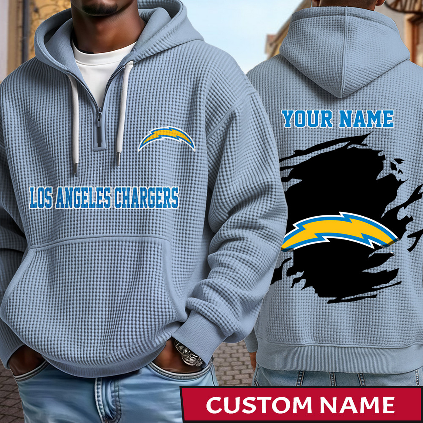 LAC x NFL Waffle Half Zip Hoodie DATND TANTD