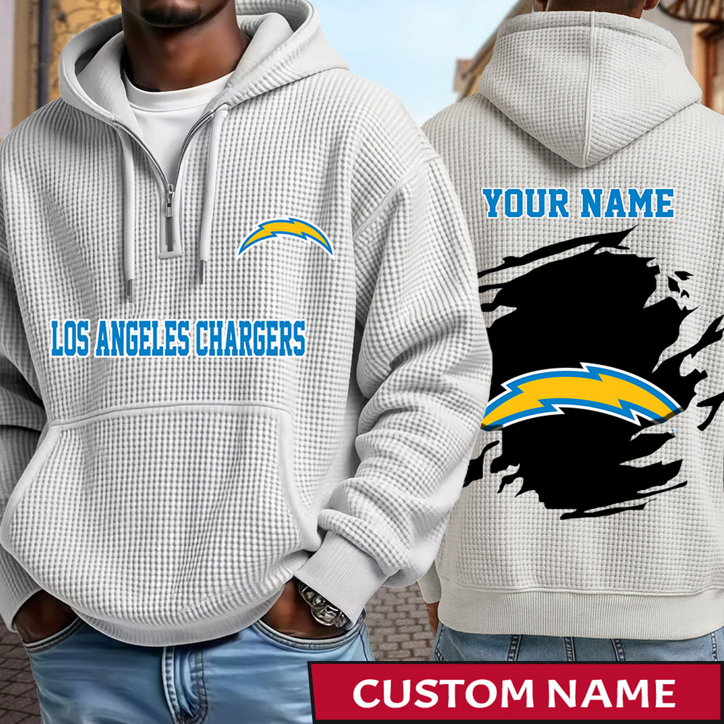 LAC x NFL Waffle Half Zip Hoodie DATND TANTD