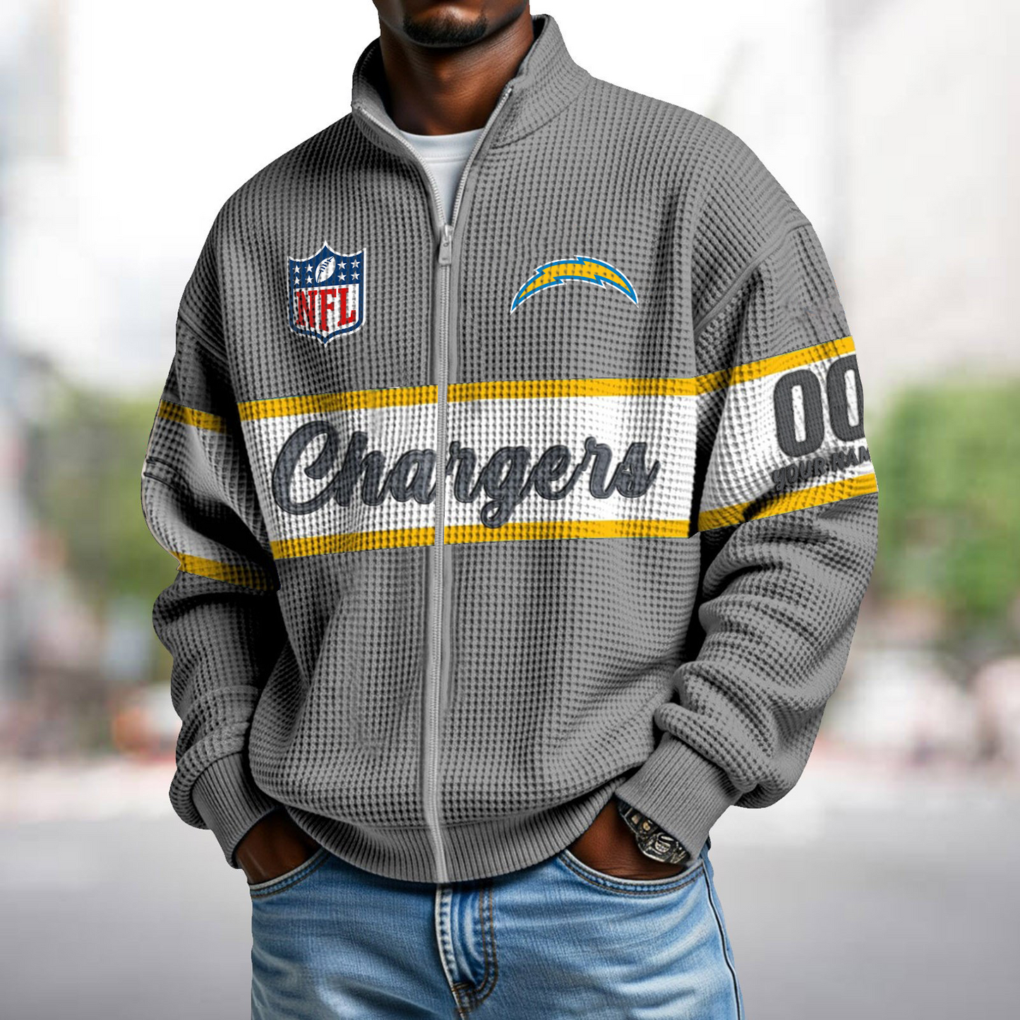 LAC x NFL Waffle Zip-Up Sweatshirt DATND TANTD