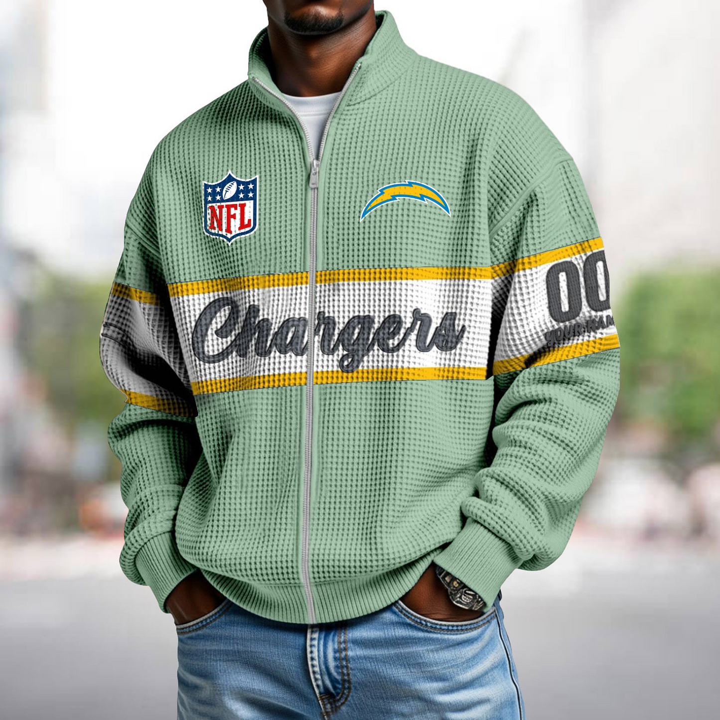 LAC x NFL Waffle Zip-Up Sweatshirt DATND TANTD