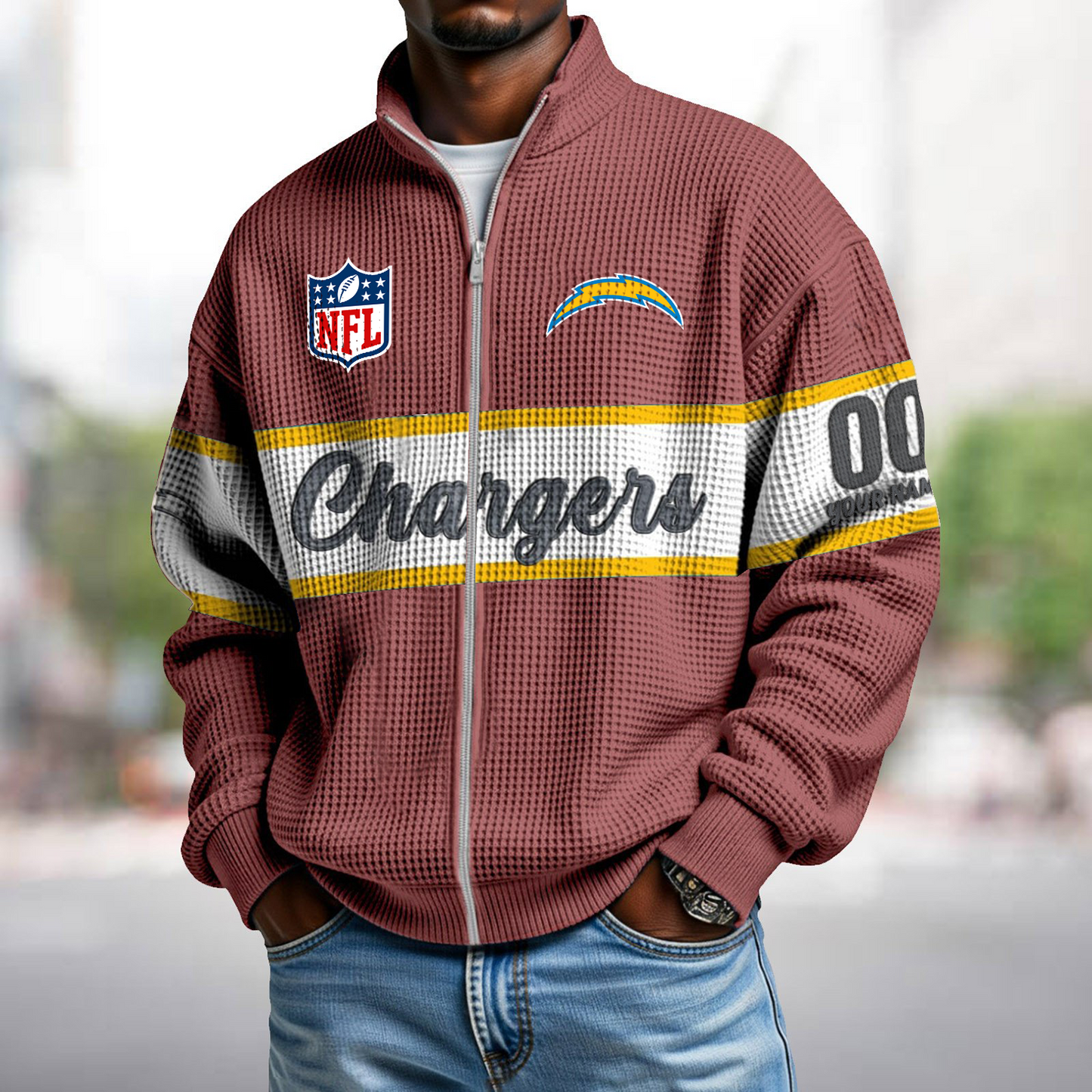 LAC x NFL Waffle Zip-Up Sweatshirt DATND TANTD