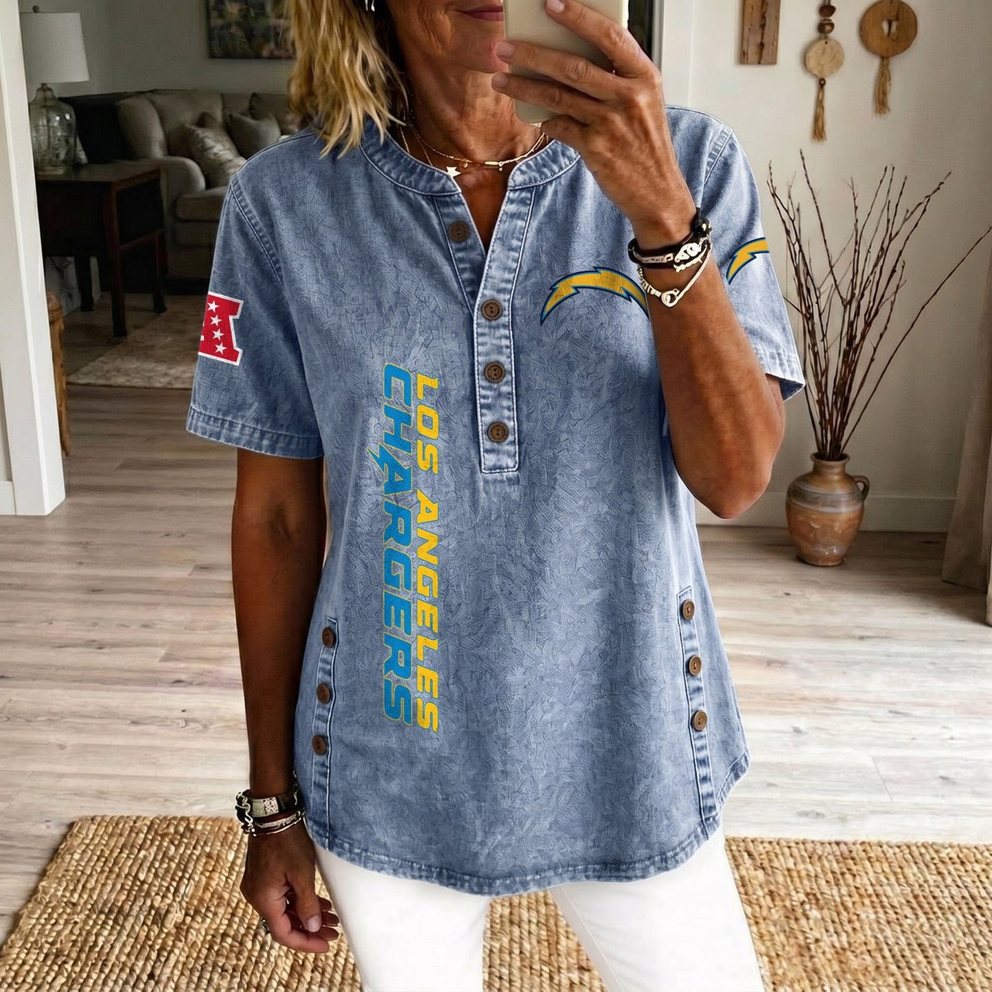 LAC x NFL Womenƒ??s Denim Casual Tops DATND LBN 190526
