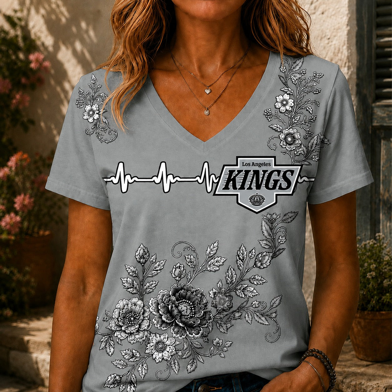 LAK x NHL Luxury Women V-Neck Shirt