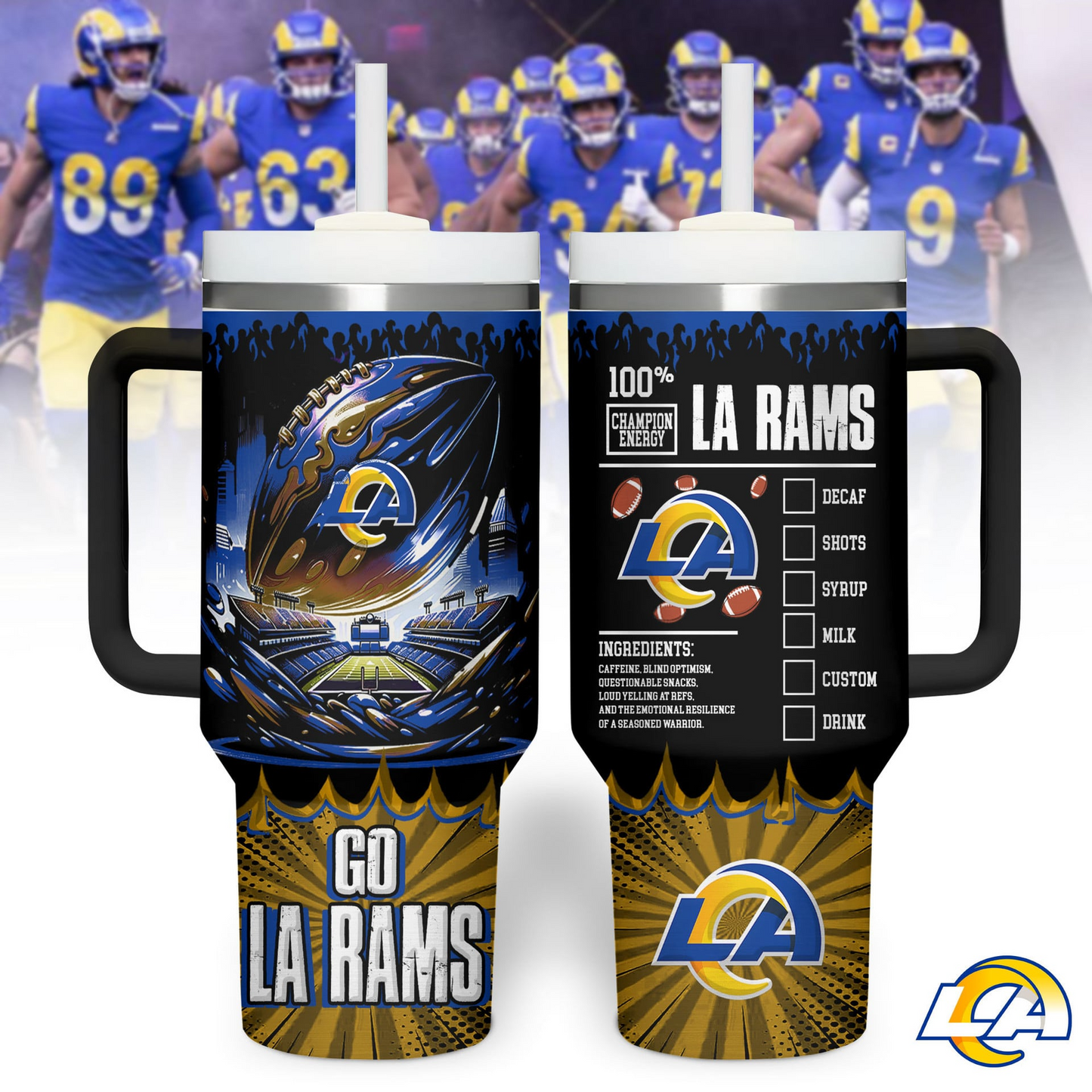LAR Premium NFL Champion Energy Tumbler 40oz DDT CTND