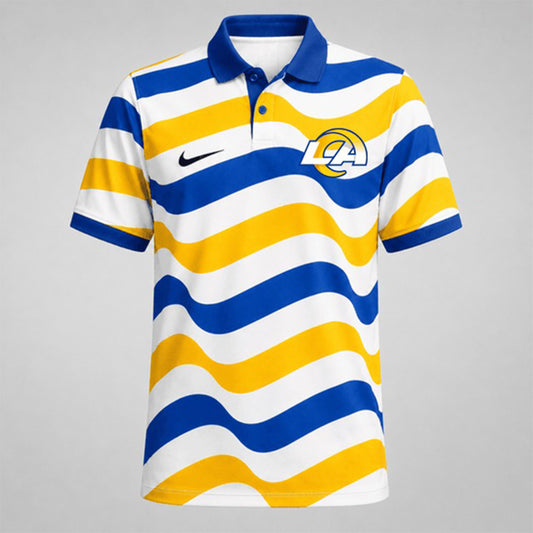LAR Premium NFL Custom Striped Athletic Polo Shirt
