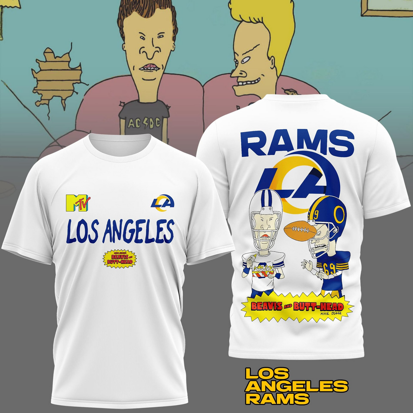 LAR Premium NFL Funny Beavis and Butt-Head Shirt DDT NTL