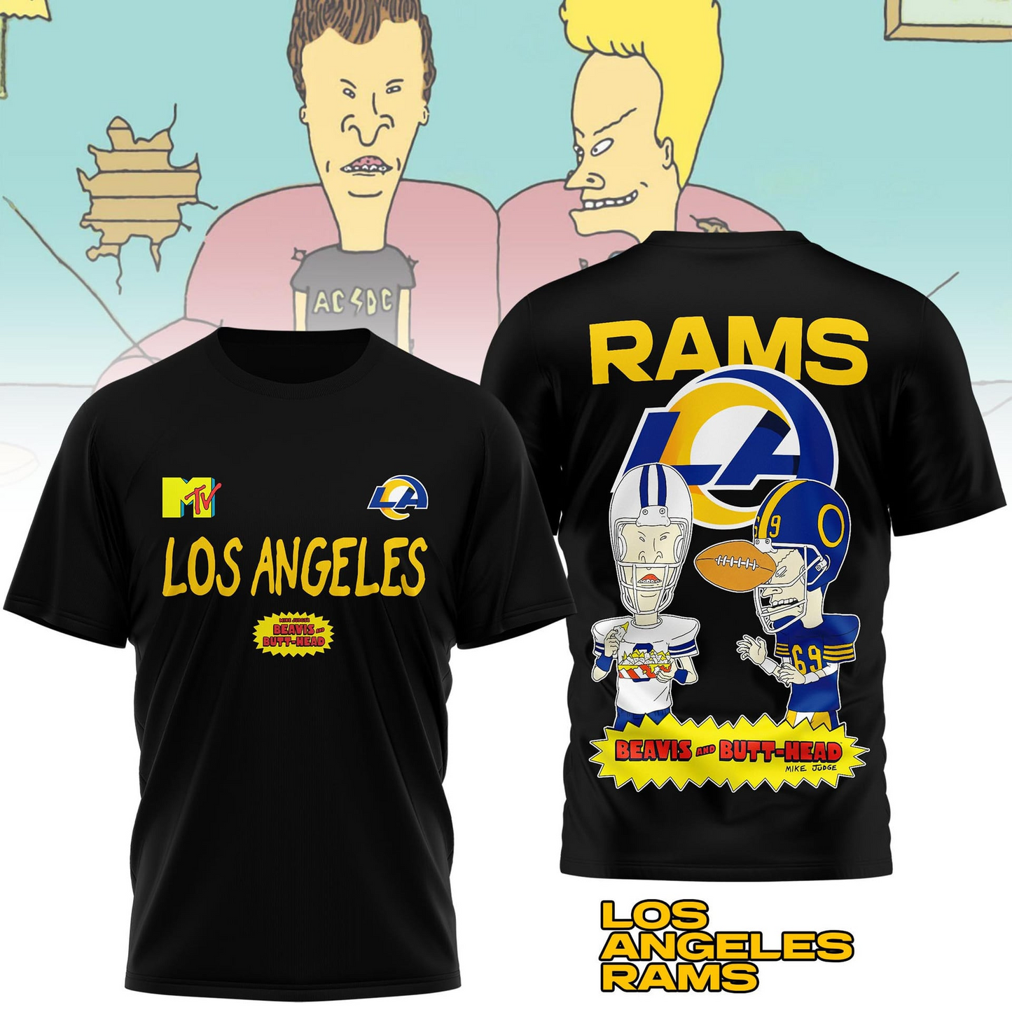 LAR Premium NFL Funny Beavis and Butt-Head Shirt DDT NTL