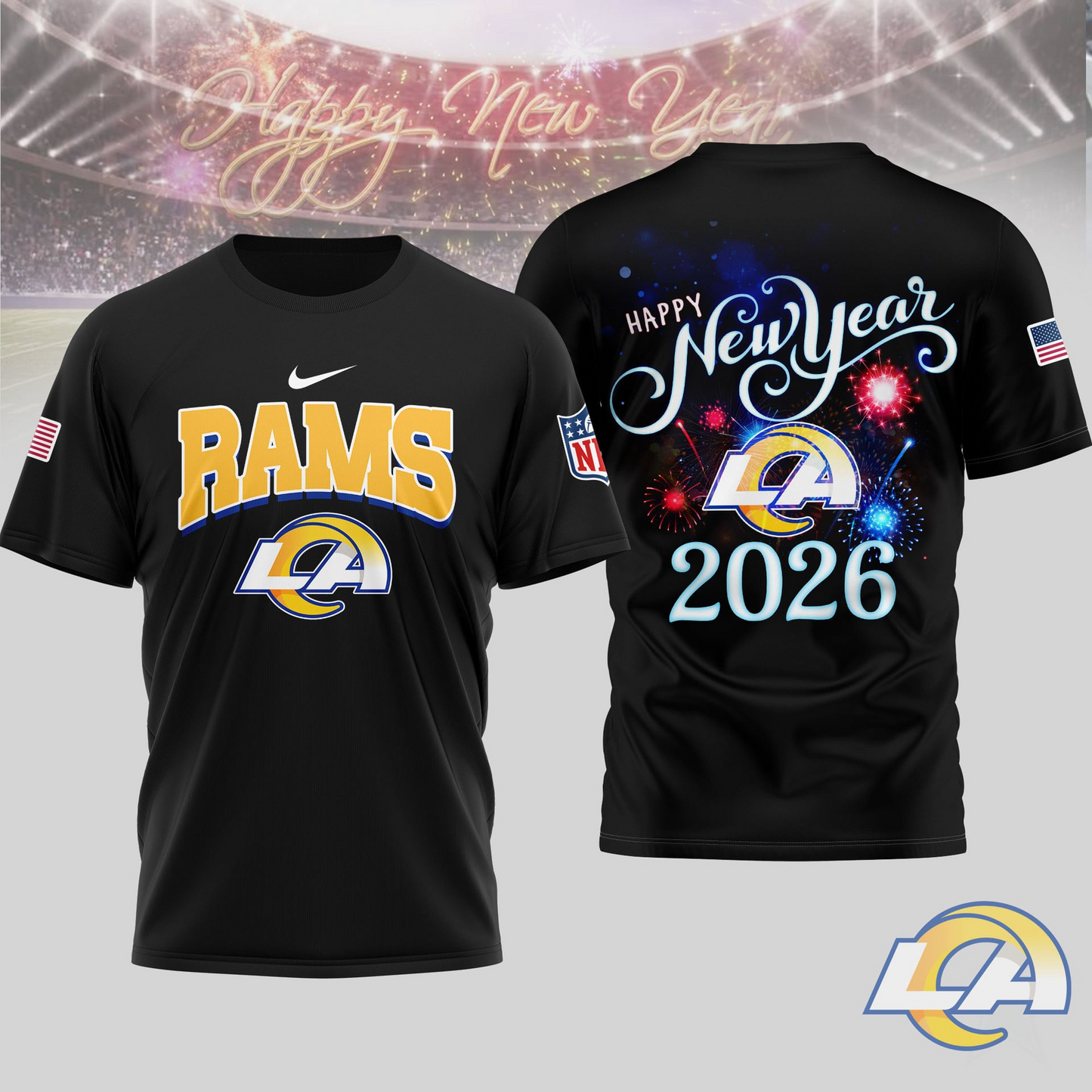 LAR Premium NFL Happy New Year 2026 3D Shirt DDT 291125 NTL 1