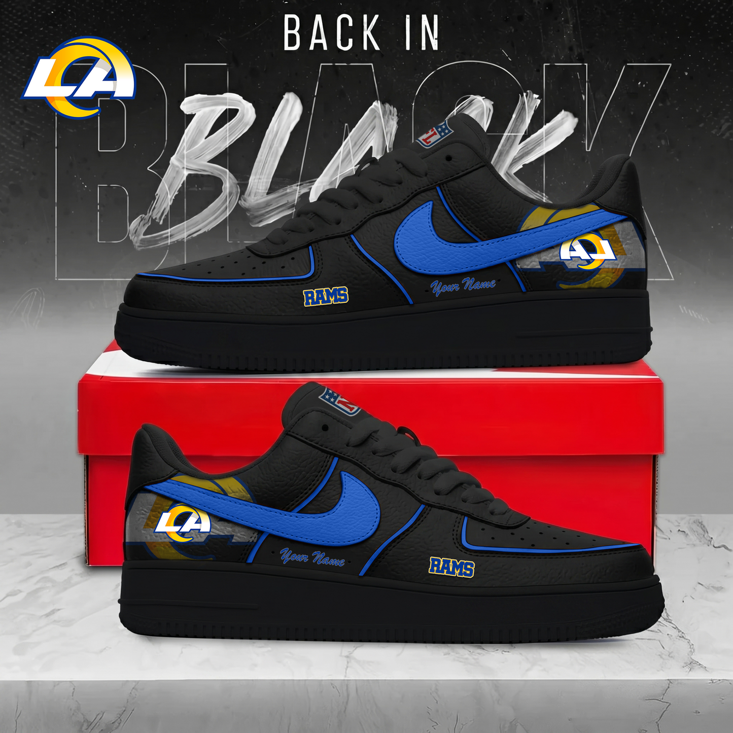 LAR x NFL Back In Black AF1 Sneakers 250626