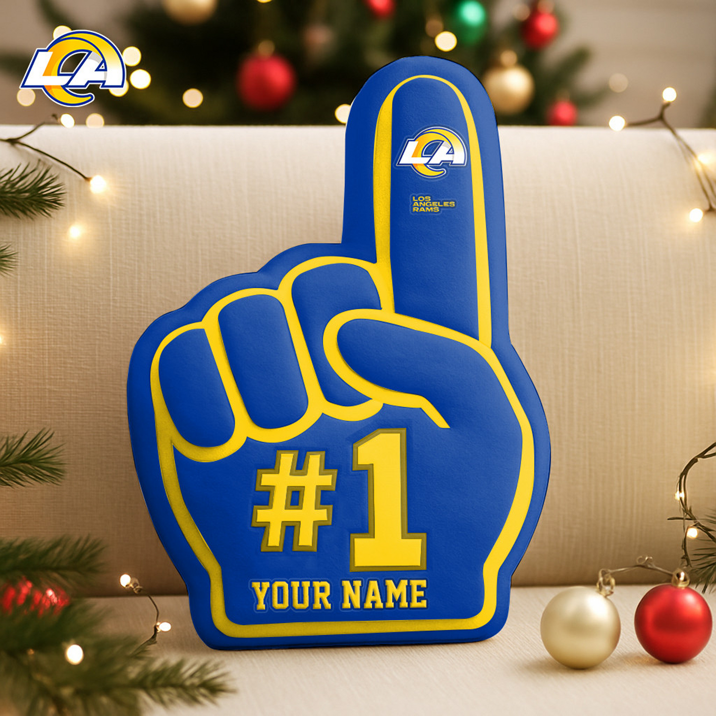 LAR x NFL Customized Shaped Pillow Christmas DATND TANTD