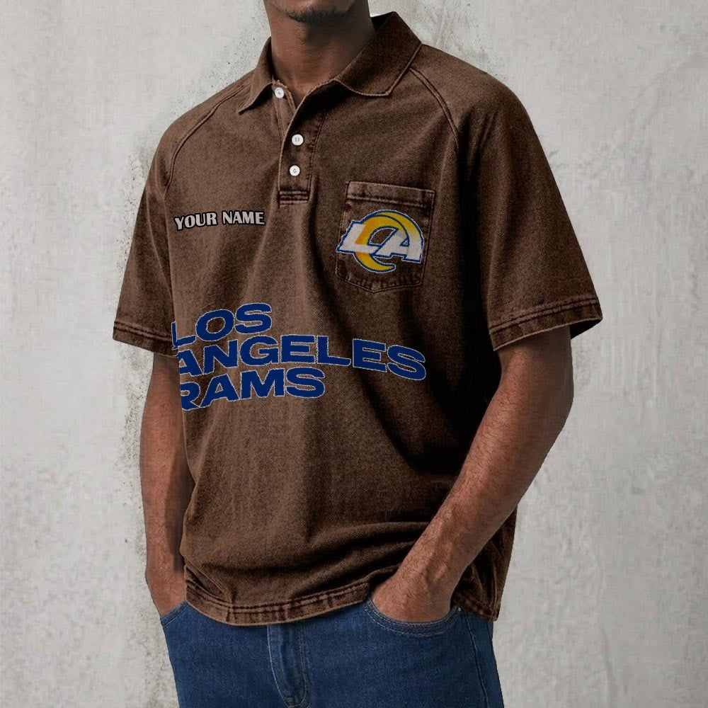 LAR x NFL Men's Distressed Turn-Down Collar Polo DATND TANTD 250526