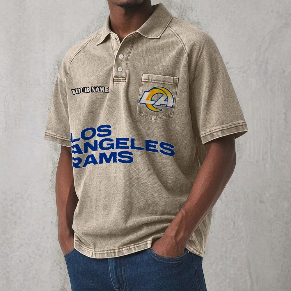LAR x NFL Men's Distressed Turn-Down Collar Polo DATND TANTD 250526