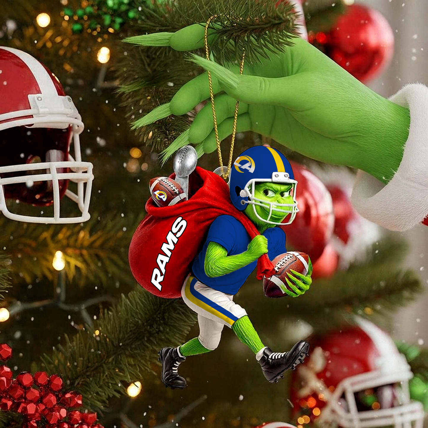 LAR x NFL Personalized Grinch Football Christmas DATND TANTD