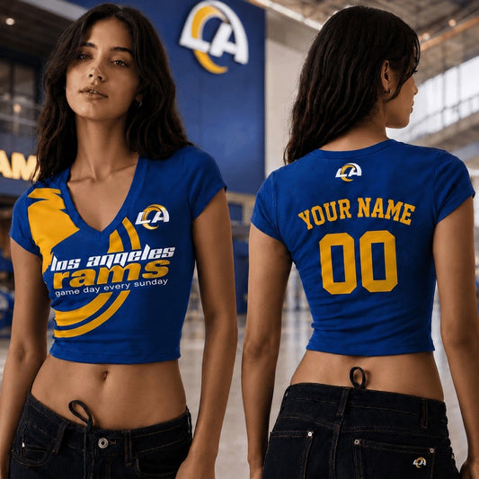 LAR x NFL Premium Women V-neck Croptop Personalized Gift For Fan