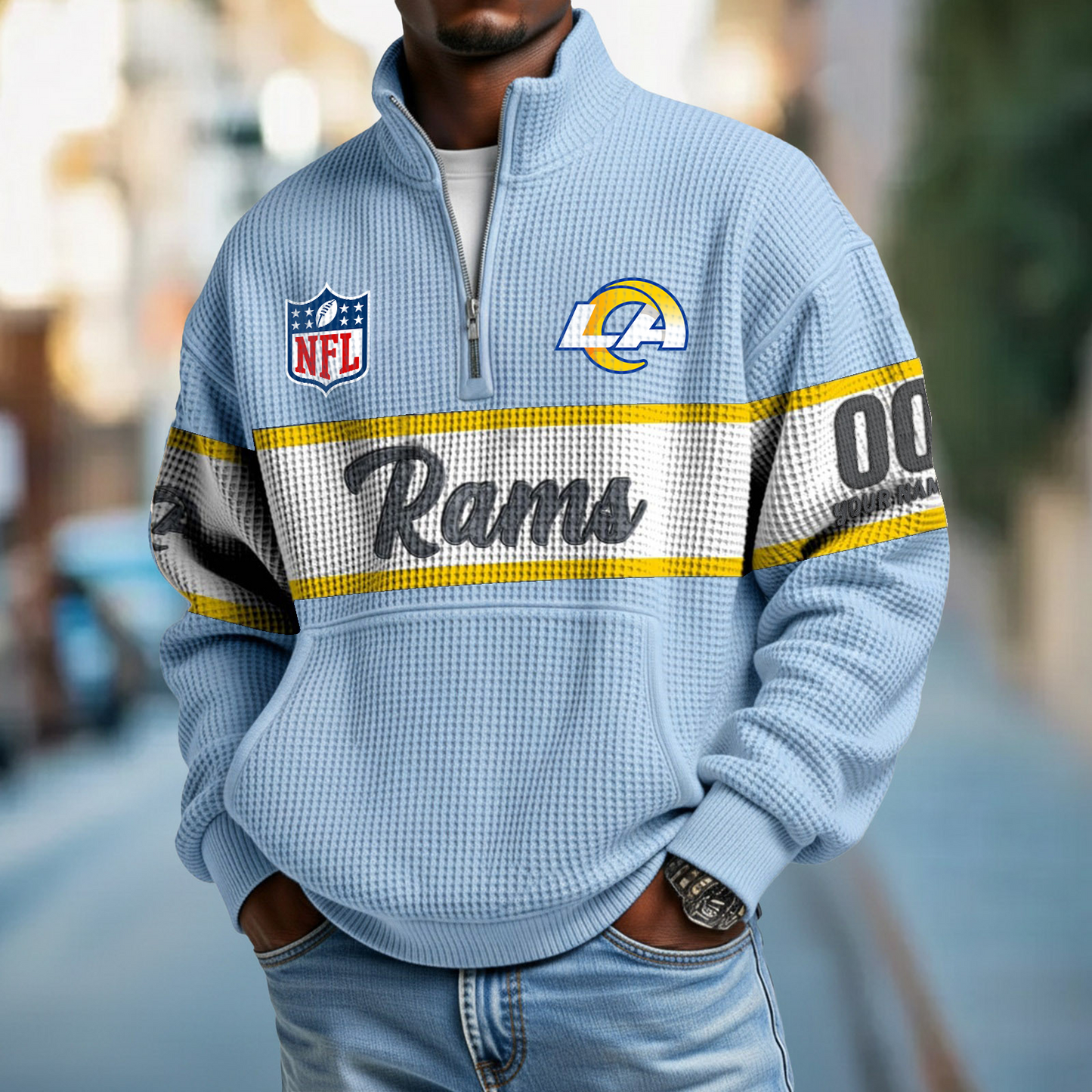 LAR x NFL Quarter-Zip Waffle Pullover DATND TANTD