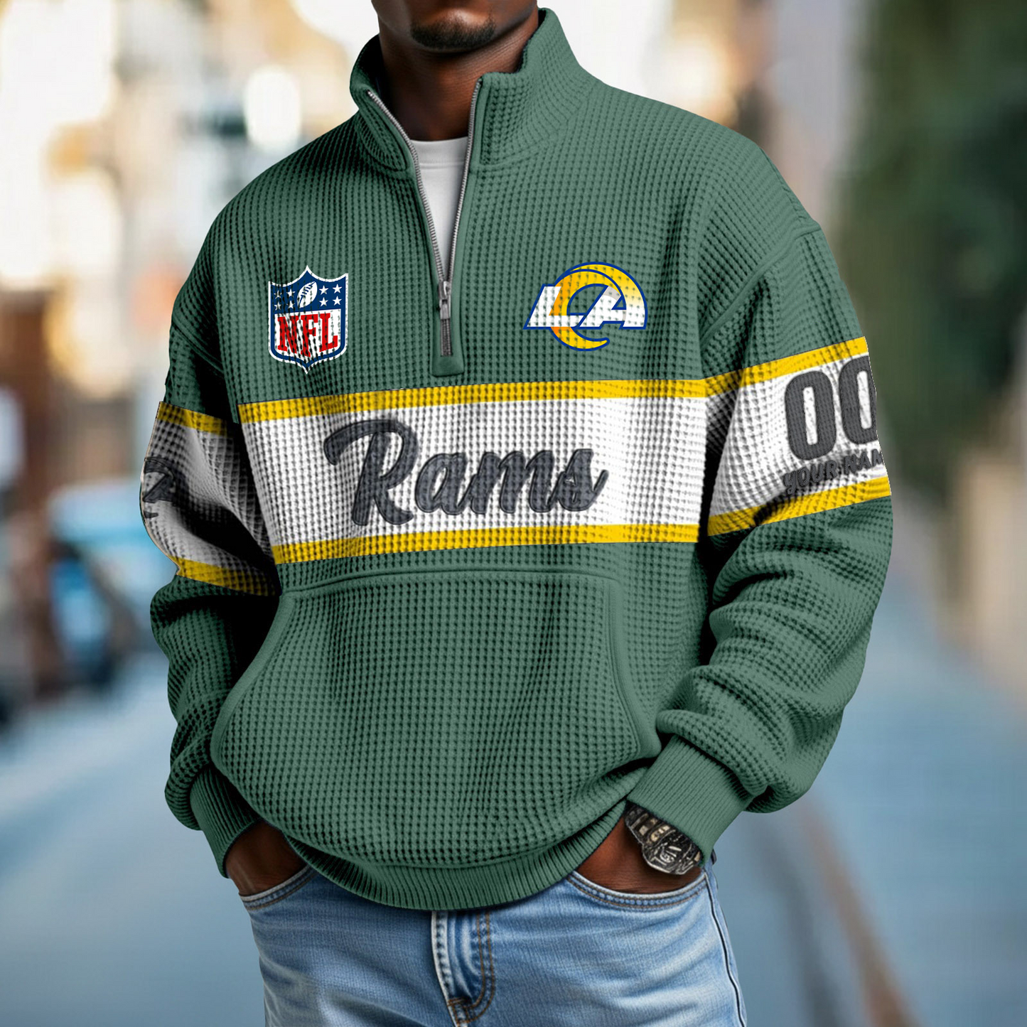 LAR x NFL Quarter-Zip Waffle Pullover DATND TANTD