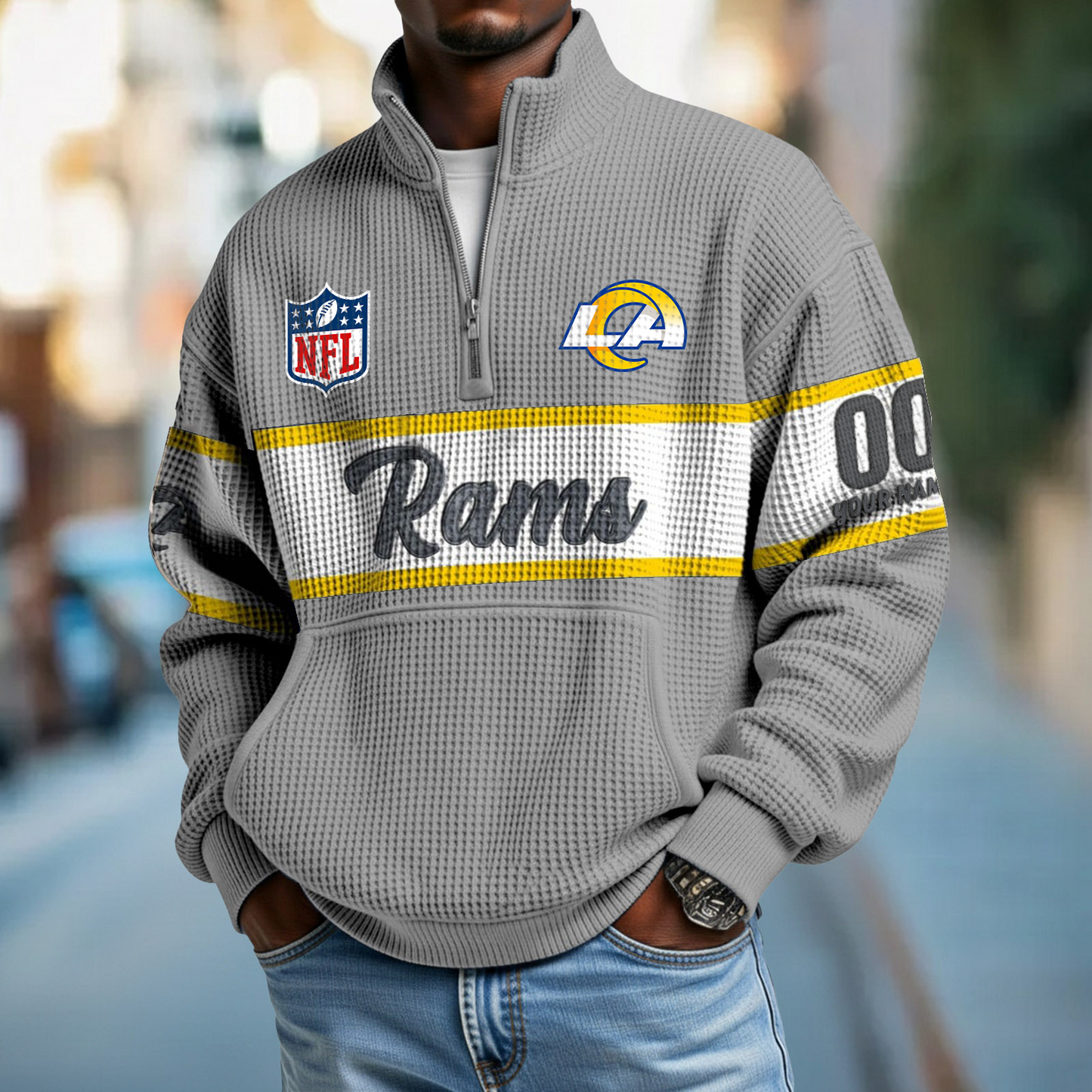 LAR x NFL Quarter-Zip Waffle Pullover DATND TANTD
